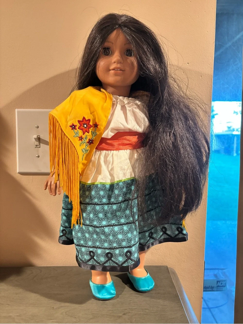 American girl Josefina Doll with Yellow Shawl and Teal Skirt